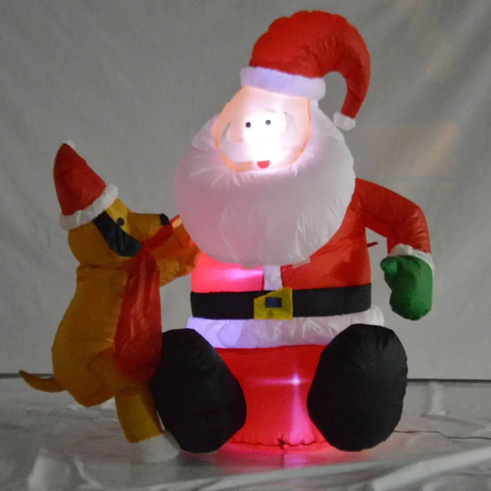 Распродажа) надувной Санта-Клаус со щенком, рождественские украшения для дома, 4 фута, надувной Санта-Клаус для двора или украшения сада
