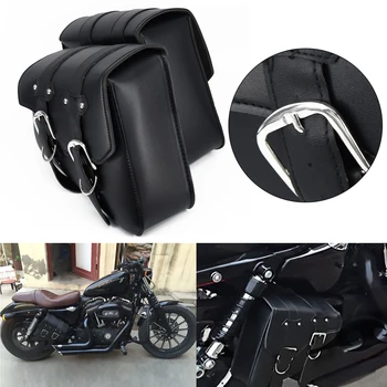 

Black Motor PU Leather Side Bag Saddle Bags For Harley Sportster XL883 XL1200