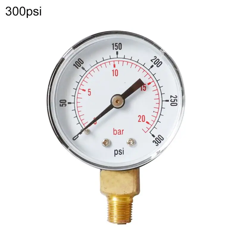 Синий Манометр 52 мм 1/" BSPT вертикальный 15,30, 60100150300 PSI и бар Нижний Кронштейн - Цвет: Синий