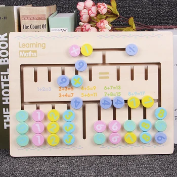 

Children Wooden Math Toys Montessori Materials Learning To Count Numbers Matching Digital match Early Education Teaching