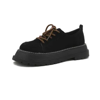 

2019 autumn new Japanese ins small leather shoes female British retro student wild round head sponge cake thick soles shoes