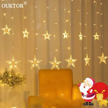 

2.5M Curtain Lights Christmas Led String Fairy Lights 100-240V Outdoor Led String Lights for Wedding Holiday Party Decoration