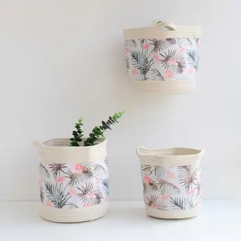 

Foldable Leaf Storage Basket With Rope Sundries Container，