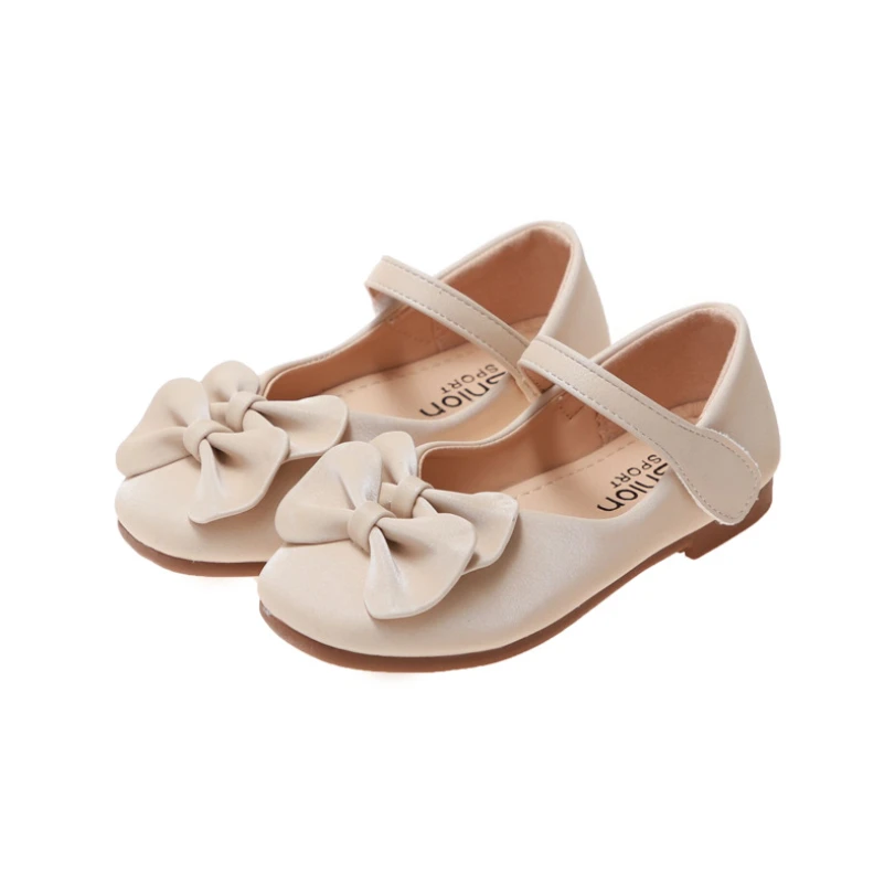 Zapatos para zapatos escolares de princesa para color Beige, rosa, negro, vestido de fiesta de cuero para niños, zapatos planos para niñas pequeñas, zapatillas casuales para bebés|Zapatos -