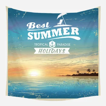 

Vacation Style Tapestry Wall Hanging Summer Sea Pattern Blanket Colorful Carpet Multifunction Beach Towel Bedroom Decoration