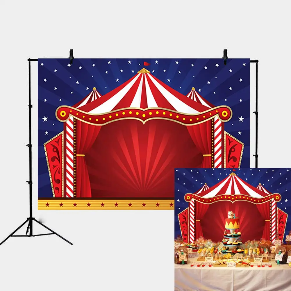 

Birthday Carnival Photography Backdrop Red Tent Circus Party Banner amazing show background Photo Studio shooting Booth XT-4567
