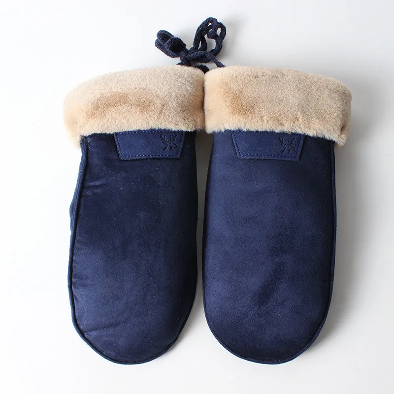 dark blue 1 пара, дизайн, одноцветные Зимние перчатки для женщин, девушек, толстые теплые уличные Перчатки, варежки, женские плюс бархатные рукавички - Цвет: dark blue