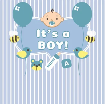 

8x8FT Light Blue Stripes It is Boy Baby Shower Balloons Custom Photo Studio Background Backdrop Vinyl 240cm x 240cm