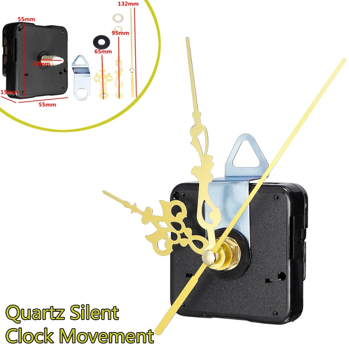 

12mm Quartz Silent Clock Movement Mechanism Module DIY Kit Hour Minute Second Without Battery
