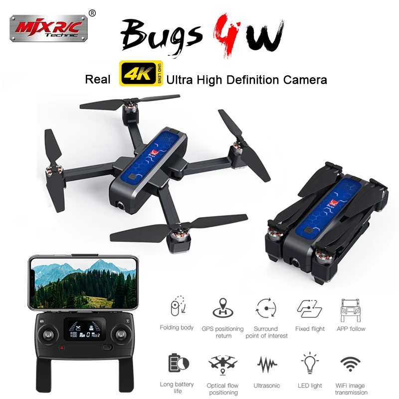 MJX Bugs4 W B4W gps 4K камера Дрон с Wi Fi FPV Бесщеточный Квадрокоптер 25 минут время полета