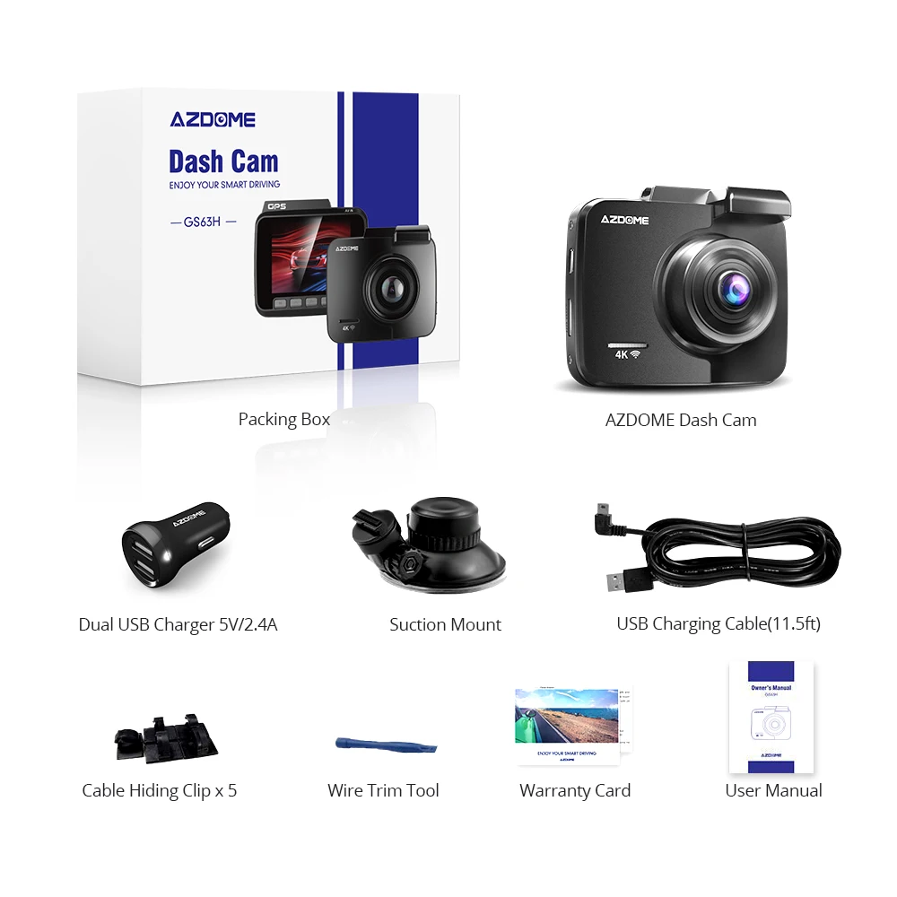 Видеорегистратор AZDOME GS63H с двумя объективами 4K GPS Wi Fi|Видеорегистраторы| |