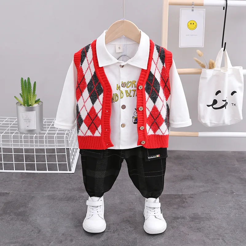 

2020 Spring Children Boys' Sweater Set Infants Child Long-sleeve Pullover Baby Girls Two-Piece Set