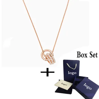 

Fashion jewelry 2020 SWA new ring pendant necklace rose gold double ring buckle necklace female classic romantic gift