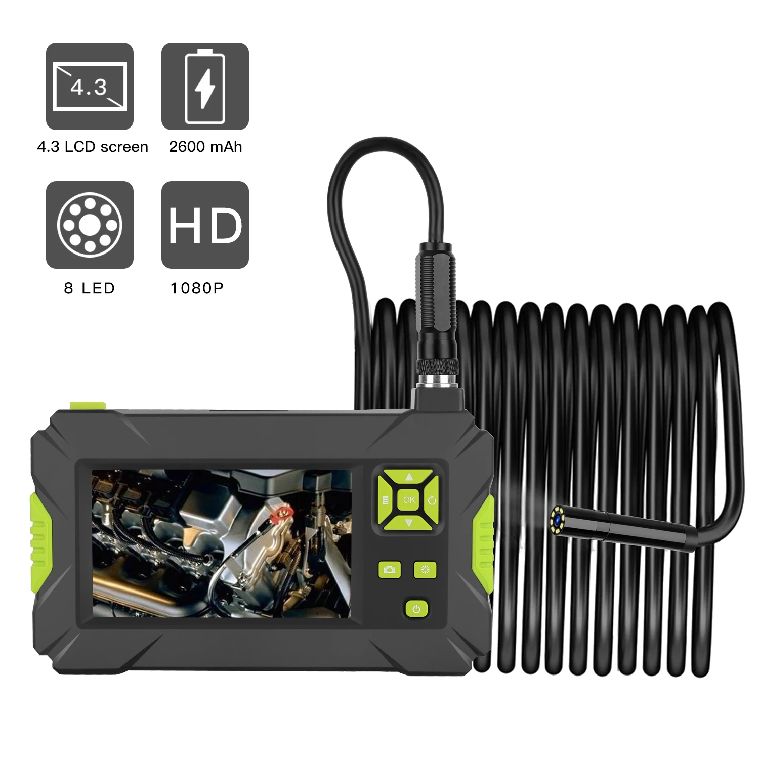 

Endoscope with 8 LEDs 2m 5m 10m Bendable Hard Line LCD Color Screen Waterproof Endoscope 1920 x 1080P Handheld Endoscopes