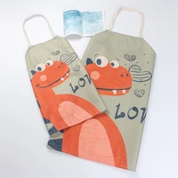 Cartoon Dinosaur Family Matching Outfit Adjustable Kitchen Apron Waterproof Cook Stuff Mommy Daughter Clothes 1