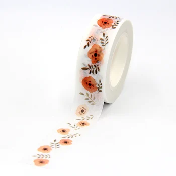 

1 pcs 15mmx10m Printing Washi Tape Flower Japanese Kawaii Scrapbooking Tools Masking Tape Diy Decorative Tapes