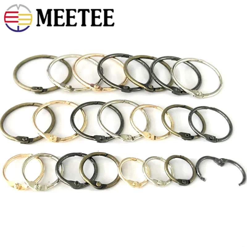 Meetee, 50 шт., 15-38 мм, уплотнительное кольцо, круг, установленная Пряжка для канцелярских принадлежностей, цепочка для ключей для сумки, багажа, аксессуары DIY, BF255