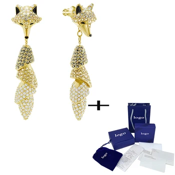 

SWA DelicateExquisite High Quality Fox Multicolor Crystal Pierced Earrings Fashionable Luxury Gift for Girlfriend Unique Retro