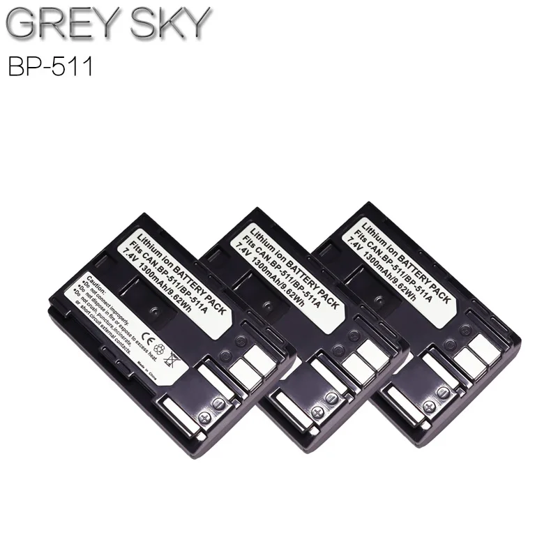 3 battery Powertrust 4 шт. BP-511A BP-511 Камера Li-Ion Батарея+ светодиодный USB двойной Зарядное устройство для цифровой однообъективной зеркальной камеры Canon EOS 5D 50D 40D 20D 30D 10D 1D D60 300D D30 - Цвет: 3 battery