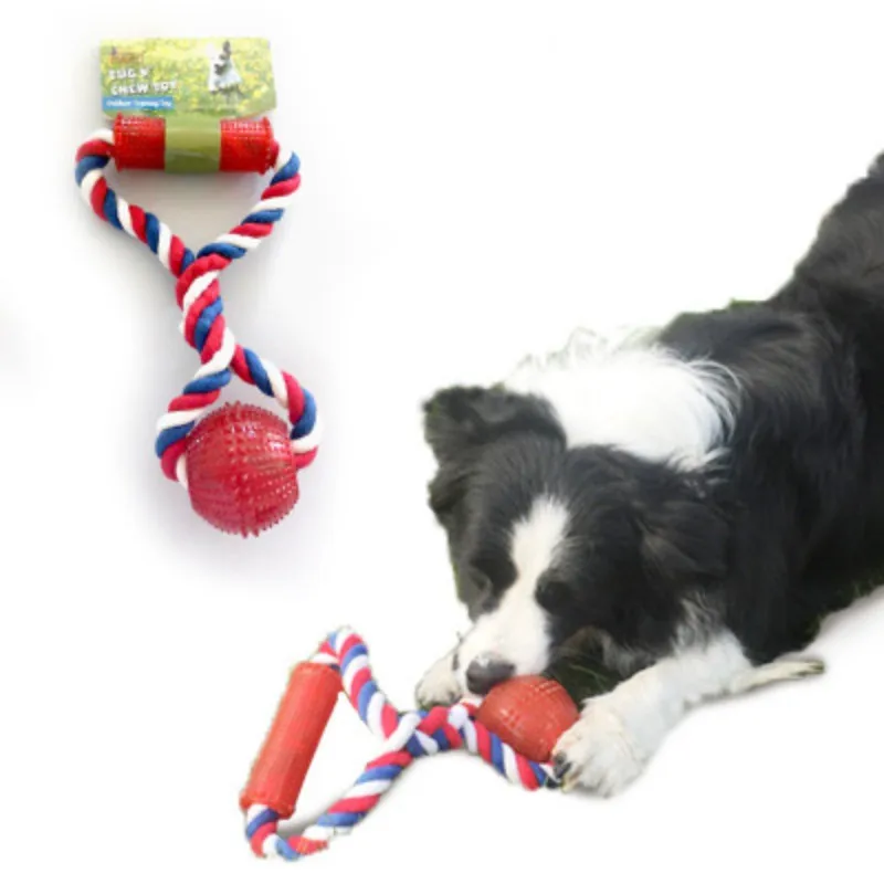 

Funny Pet Supply Dog Toys Dogs Chew Teeth Clean Outdoor Traning Fun Playing Red Rope Ball Toy For Large Small Dog Cat