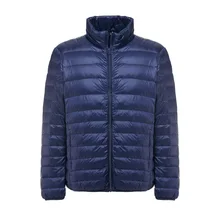 Большой размер, белый утиный пух, мужская зимняя куртка, Сверхлегкий пуховик, повседневная верхняя одежда, теплая куртка с воротником-стойкой, короткое пальто, парки