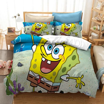 

Comic SpongeBob Piestar Bedding Set Bedroom Decor Kids Gift Hypoallergenic Quilt Cover 1PC Duvet Cover with Pillowcase Dropship