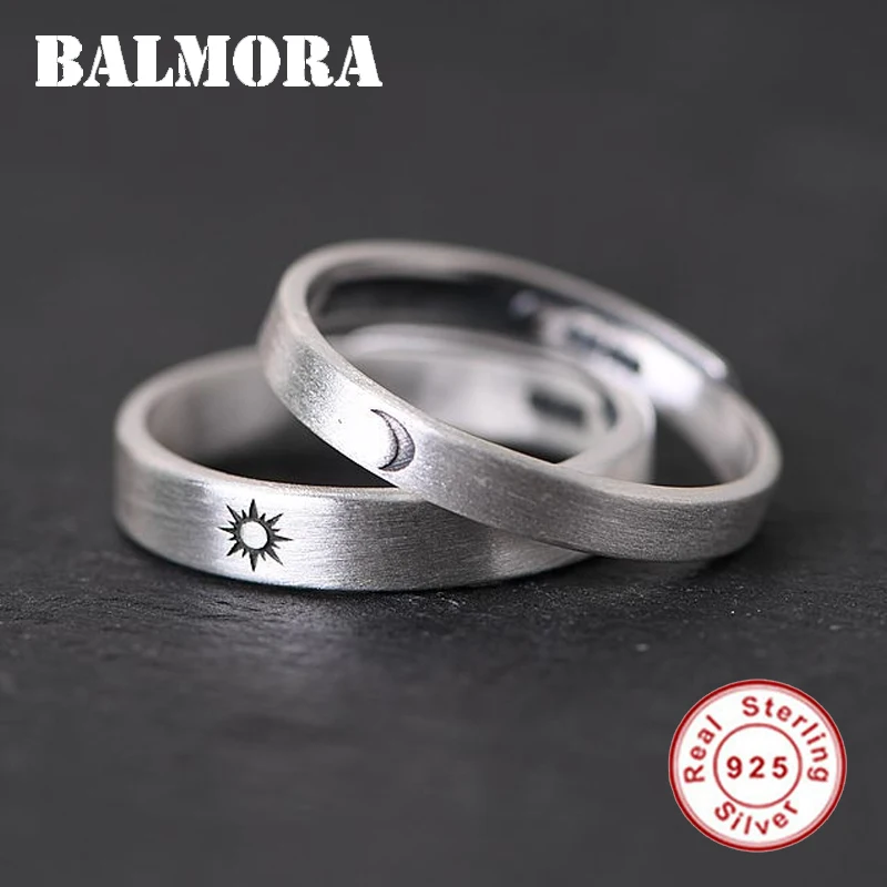 BALMORA 1 шт 990 стерлингового серебра солнце и луна пара Открытые Кольца для мужчин