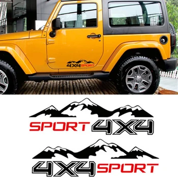 

2pcs 4x4 SPORT Glue Sticker For Jeep Wrangler Grand Cherokee Ford F150 Dodge Ram Land Rover Benz Nissan Off Road Car Decoration