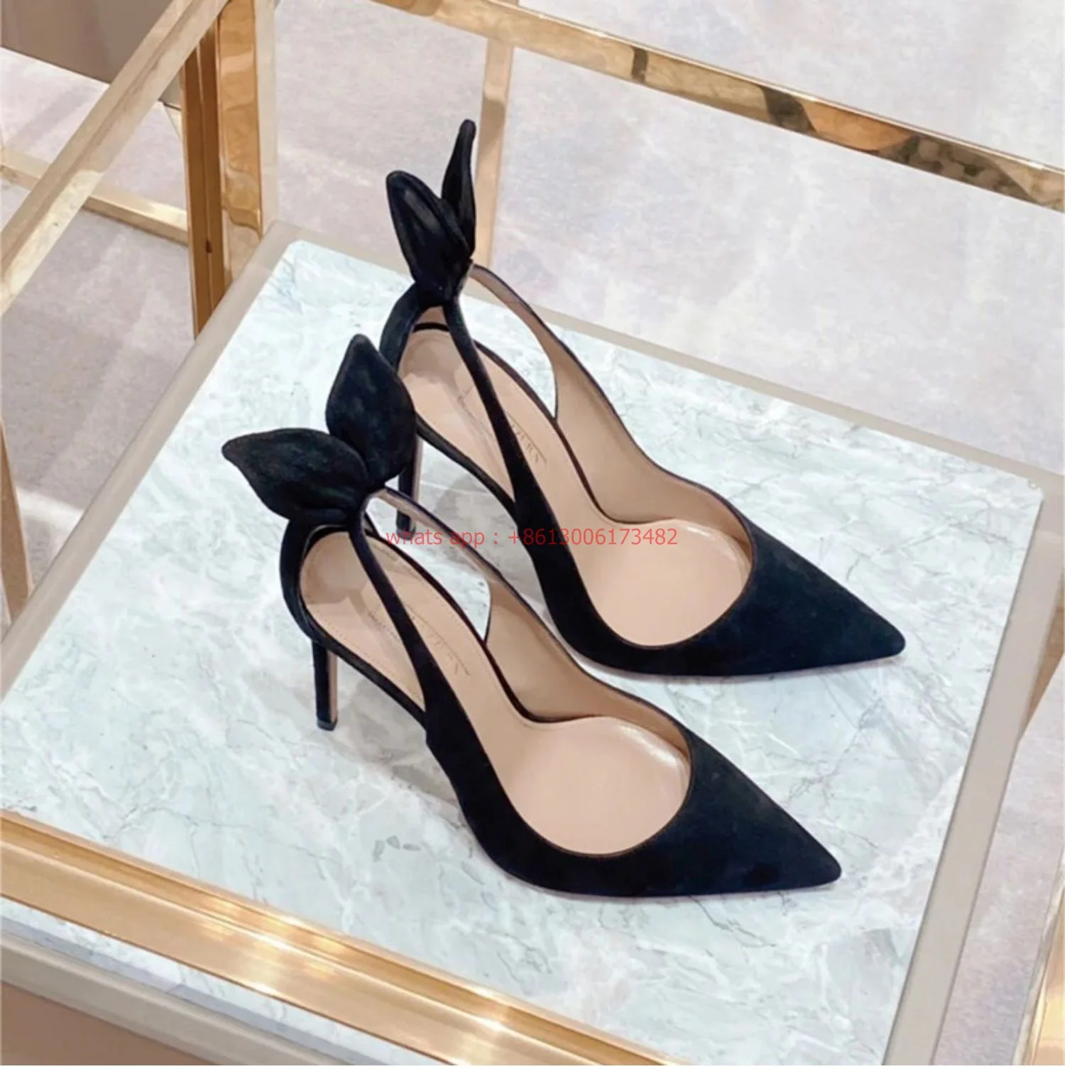 

design brand woman Cute bunny ears pointed toe high heels bunny ears slingback high heel woman shoes