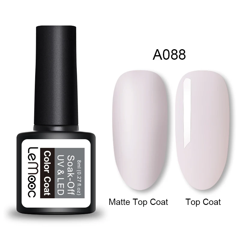 LEMOOC 8ml Pure Nail Gel Semi Permanent Soak Off with Matte Top Coat Nail Art Uv Gel Nail Polish Gel Varnish Nail Art Gel Paint - Цвет: A088