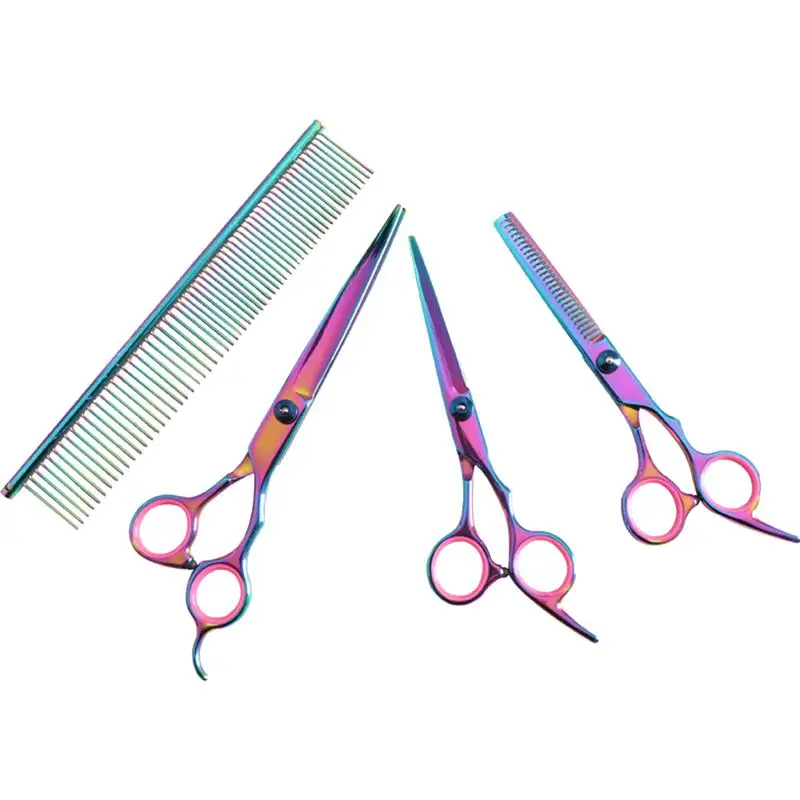 

4PCS Comb Hair Cutting Scissors Stainless Steel Flat Cut Hairdressing Scissors Kit Hair Styling Tools Set for Barber Salon