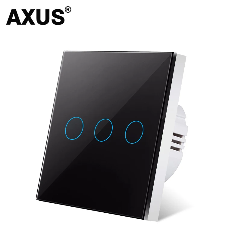 AXUS EU Touch Switch AC100-240V Led backlight Panel Tempered Crystal Glass wall Light sensory Switches 1/2/3 Gang Interruttore 15 kva generator Electrical Equipment & Supplies