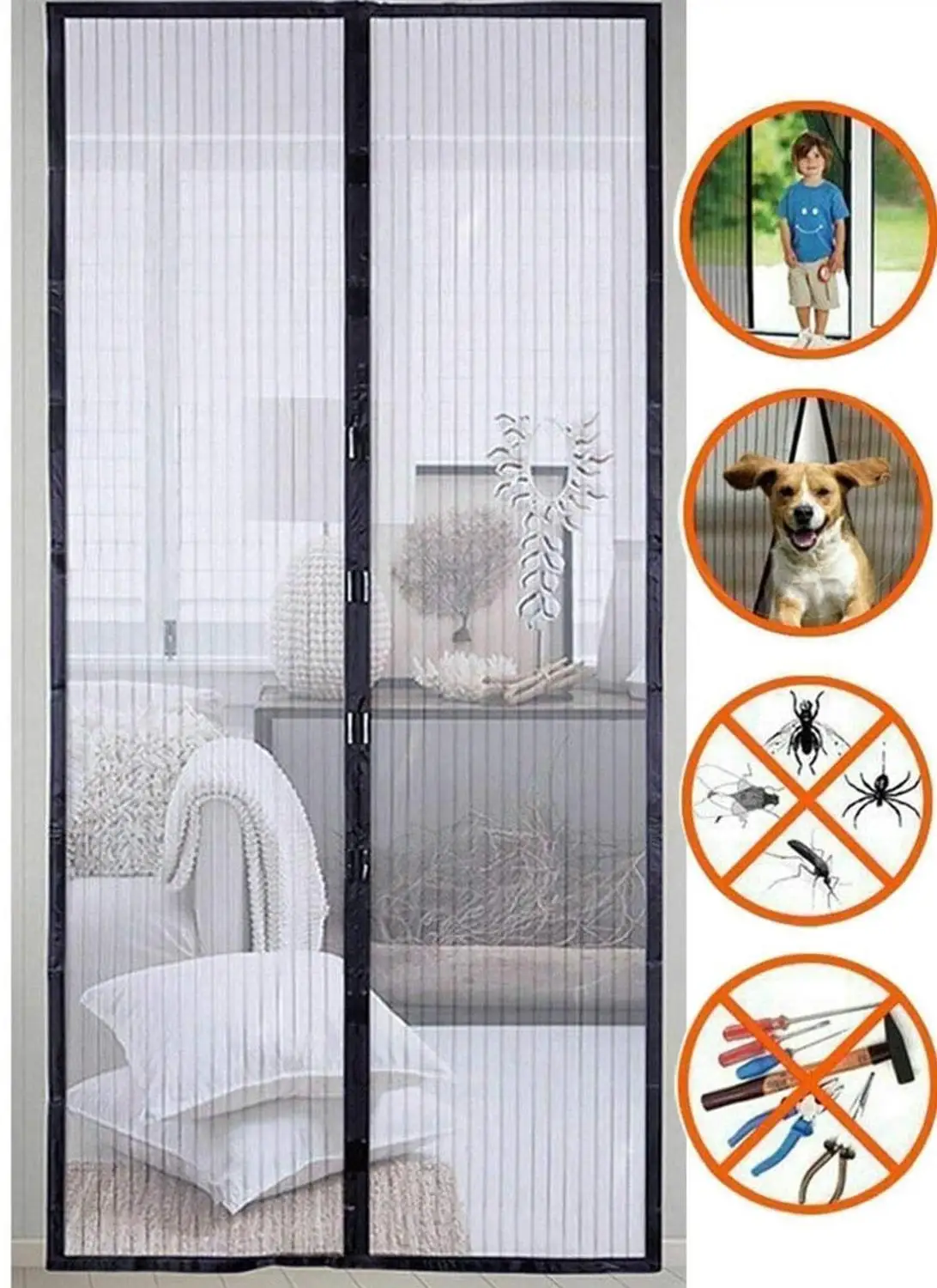 Anti Mosquito Insect Fly Bug Kitchen Curtains Magnetic Mesh Net Door Screen NE 