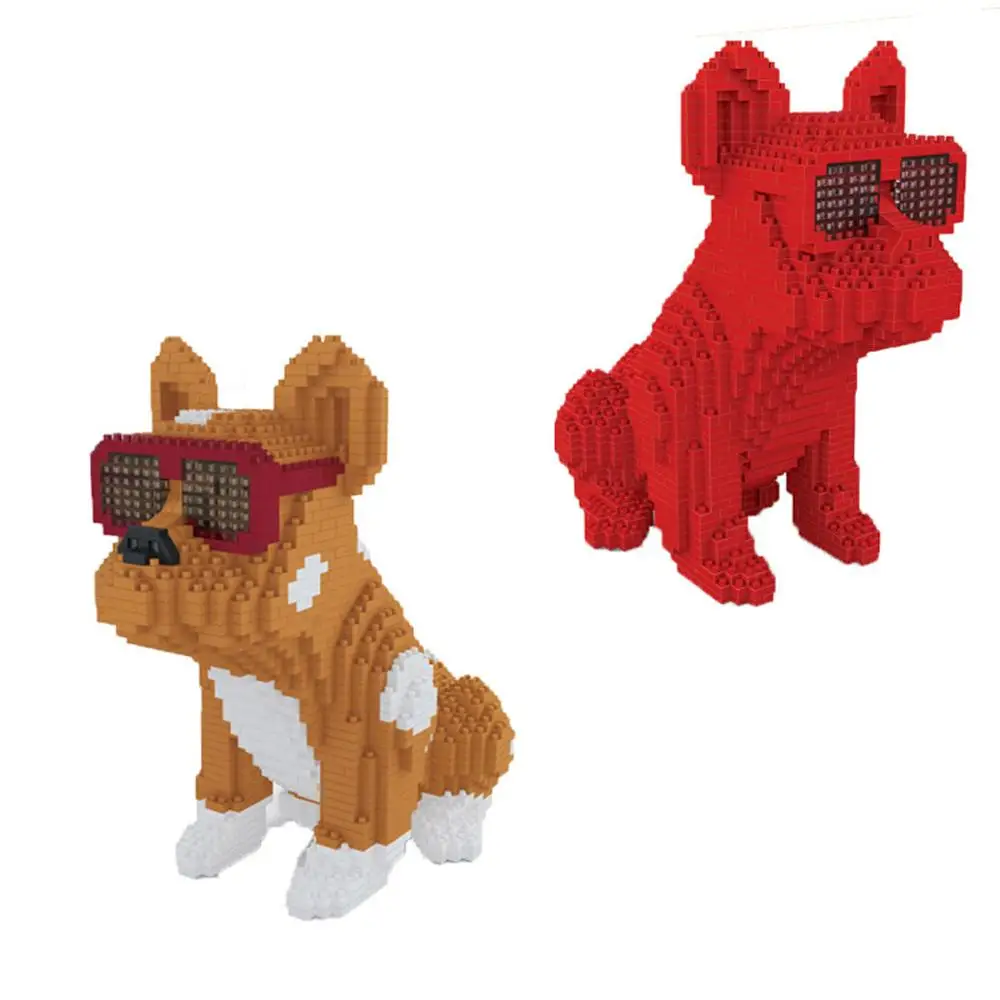 

hot LegoINGlys classic movie Anime Pets Bulldog Puppy animal model mini Micro Diamond Building Blocks nano bricks toys for gift
