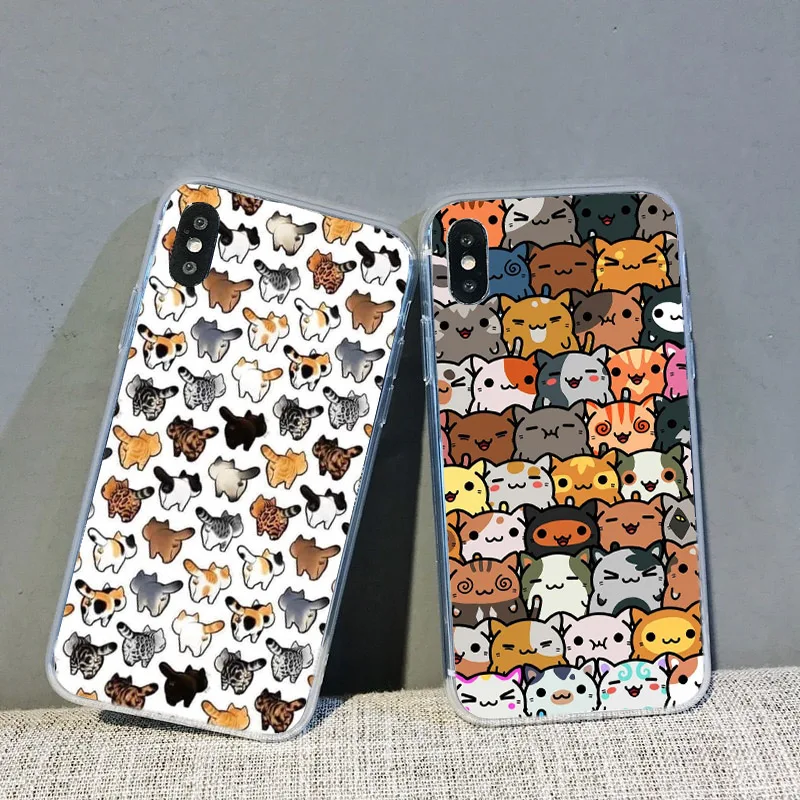 Милый мягкий прозрачный чехол для телефона с мультяшным котенком для iphone 11 pro xs max X XR 7 6s 8 6 plus, чехол se 5 5S, чехол из ТПУ