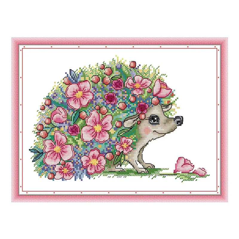 Beautiful hedgehog cross stitch kit aida 14ct 11ct count printed canvas stitches embroidery DIY handmade needlework cross stitch kit