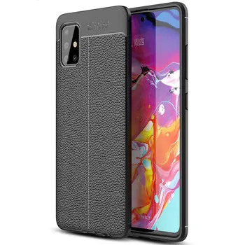 

50pcs/lot Luxury Flexible Skin Rugged Litchi Shockproof TPU Case For Samsung Galaxy A51