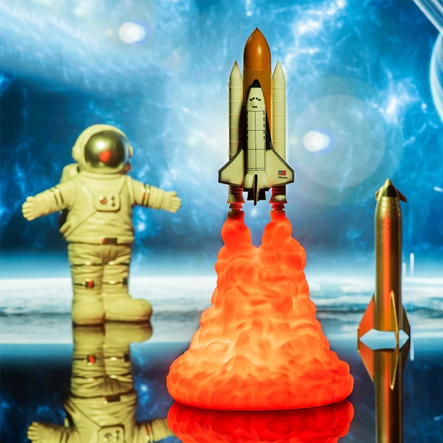 3D 프린트 LED 야간 조명와 갤럭시 우주로 로켓 램프 홈 데코