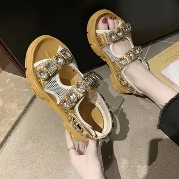 

2020 out open-toed women sandals fashion diamond beads women outdoor wedge shoes Women Waterproof platform Summer shoes f60