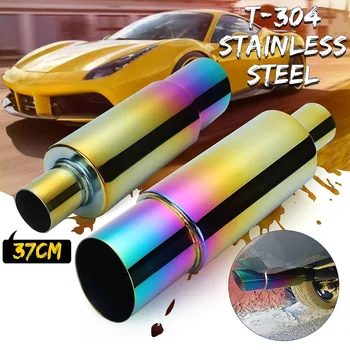 

37cm Car Rear Tail Exhaust Muffler Pipe Inlet Exhaust Tip Universal Rear Pipe Tube 304 Stainless Steel Colourful