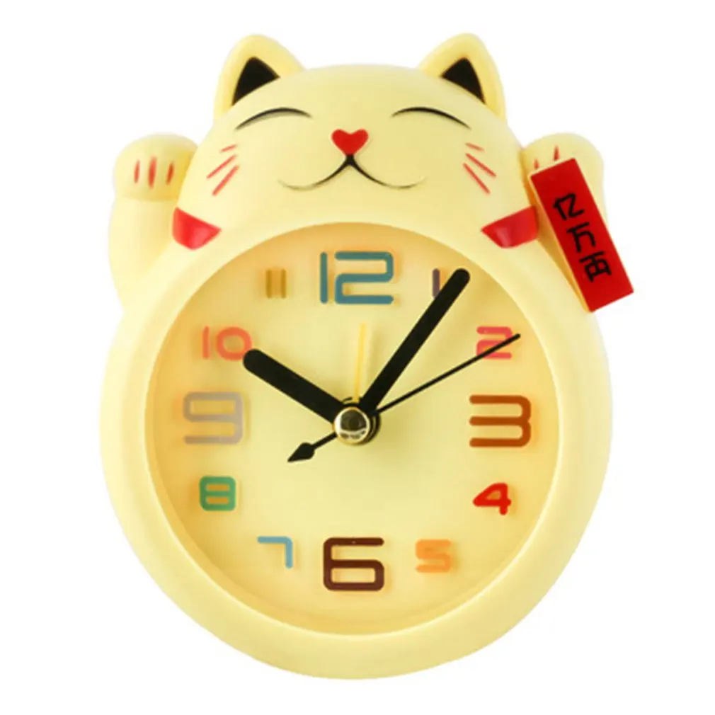 Alarm Clock Desk Clock Lucky Cat Student Kids Alarm Clock Without Battery Tabletop Desktop For