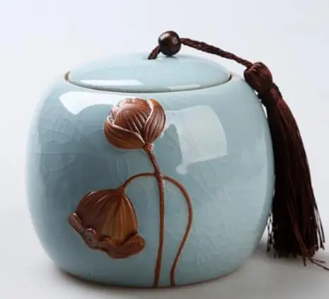 Керамическая коробка для чая со льдом в сдержанном стиле, ваза для хранения конфет, форта, чаепития, аксессуары для чайной церемонии - Цвет: B blue