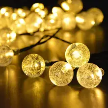 Светодиодный светильник 6 м с шариками, гирлянда для улицы, патио, светильник s для праздника, свадьбы, рождественской вечеринки, сказочный светильник, Солнечная лампа, светодиодное освещение для сада