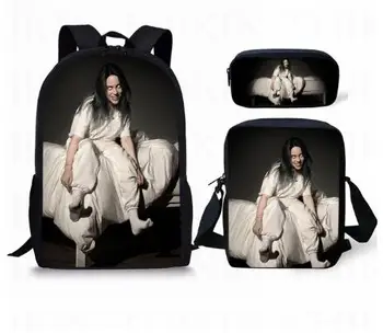 

Billie Eilish Print Girls School Bag 3 PCS/SET WHEN WE ALL FALL ASLEEP, WHERE DO WE GOChildren Backpack for Fans Mochila