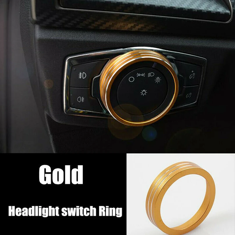 Headlight Gold Модный центральный контроль переключения передач фар кольцо переключателя крышка отделка для Ford Mondeo Focus - Название цвета: Headlight Gold
