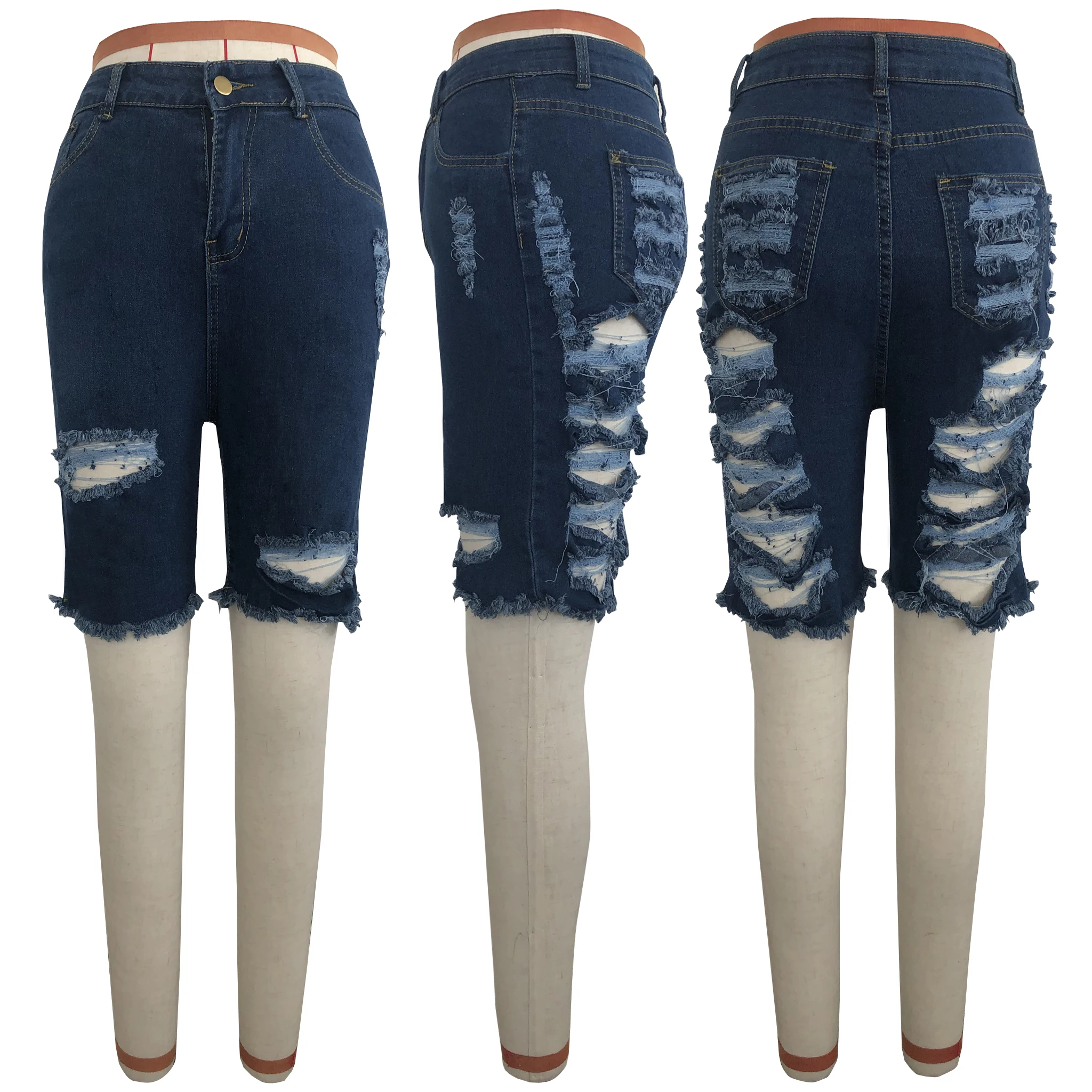 Wjustforu Sexy Ripped Denim Shorts Women Elastic Destroyed Hole Jeanshorts Short Pants Denim Shorts Ripped Casual sexy Jeans