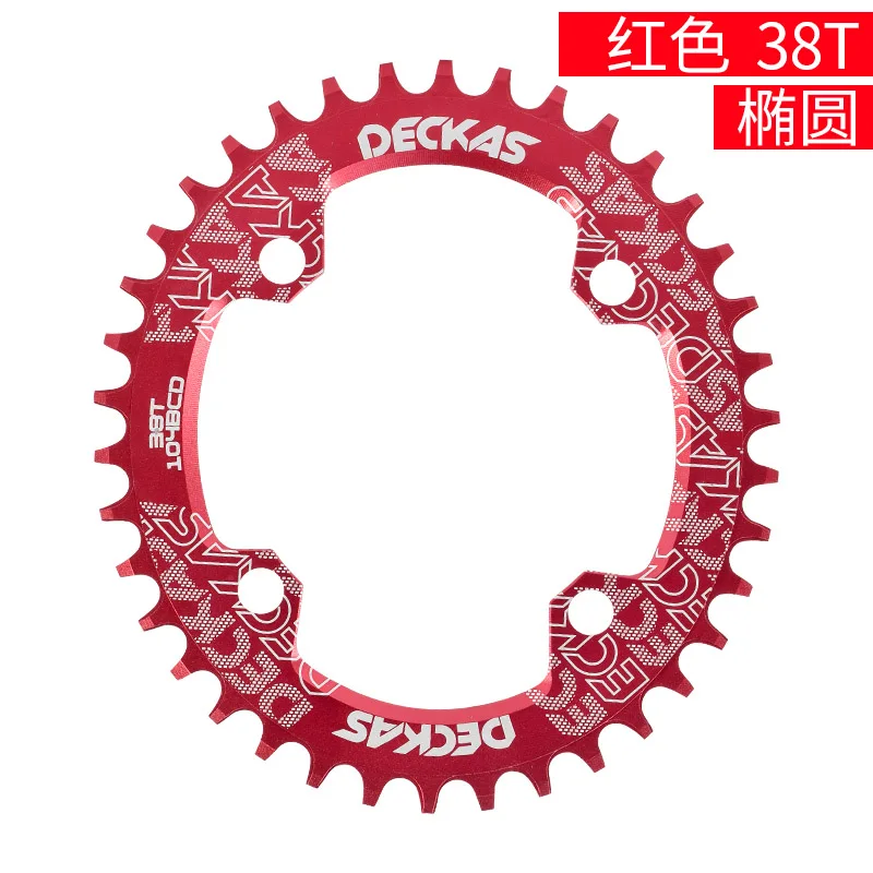 Deckas круглая форма узкая широкая 32 T/34 T/36 T 104BCD MTB цепь велосипедная Звездочка велосипед круг коленчатый набор одна пластина - Цвет: oval 38T red