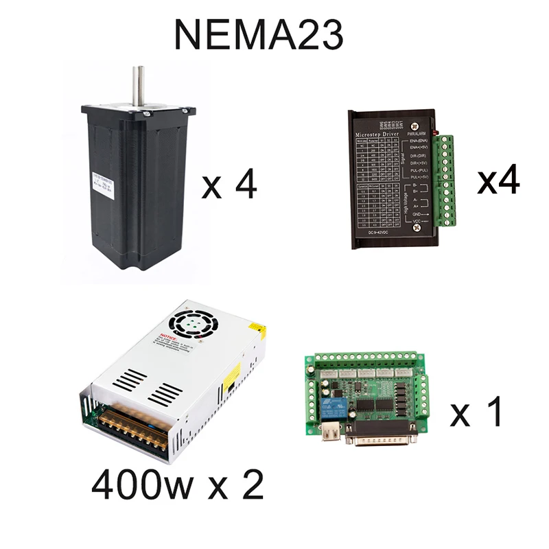 Шаговый двигатель CNC 4 шт. TB6600 Драйвер + Nema23 112 нм/мм нм 36 В/11 а источник питания для 3D