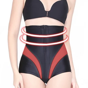 

Women's Thin High-Waist Body Shapers Solid Color Breasted Zipper Pants Postpartum Buttocks Body Shaping Panties DF#