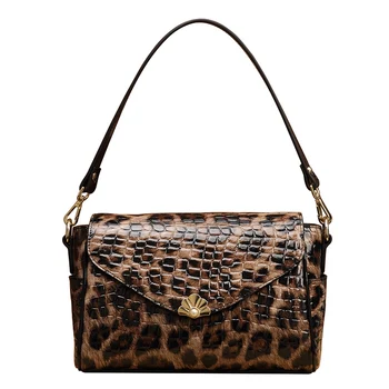

2020 New Pure Leather Shoulder Leather Female Bag Leopard Print Practical Large Capacity Women Purses and Handbags San A Main